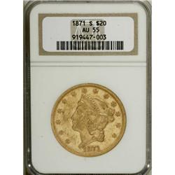 1871-S $20 AU55 NGC