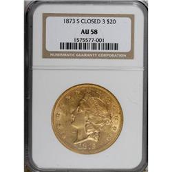 1873-S $20 Closed 3 AU58 NGC
