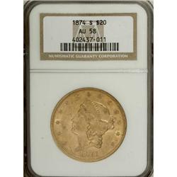1874-S $20 AU58 NGC