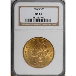 1876-S $20 MS61 NGC