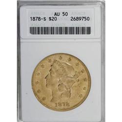 1878-S $20 AU50 ANACS