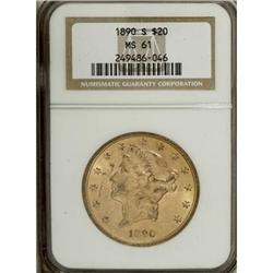 1890-S $20 MS61 NGC