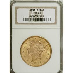 1891-S $20 MS62 NGC