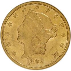 1892 $20 AU58 NGC