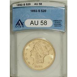 1892-S $20 AU58 ANACS