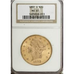 1892-S $20 MS61 NGC