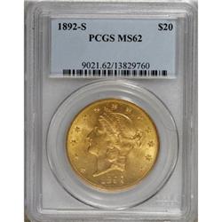 1892-S $20 MS62 PCGS
