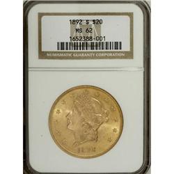 1892-S $20 MS62 NGC