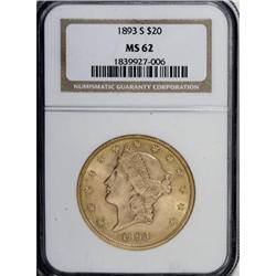 1893-S $20 MS62 NGC