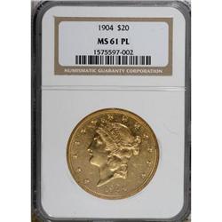 1904 $20 Prooflike MS61 NGC