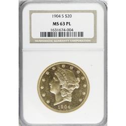 1904-S $20 Prooflike MS63 NGC