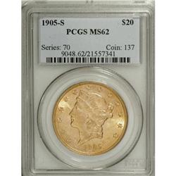 1905-S $20 MS62 PCGS