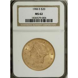 1906-S $20 MS62 NGC