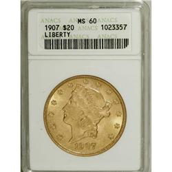 1907 $20 MS60 ANACS