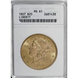 1907 $20 MS61 ANACS