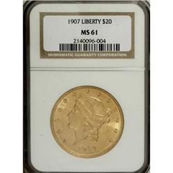 1907 $20 MS61 NGC