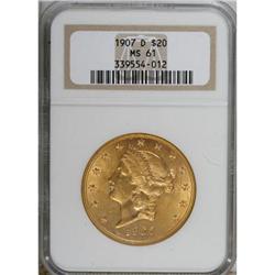 1907-D $20 MS61 NGC