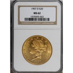 1907-D $20 MS62 NGC
