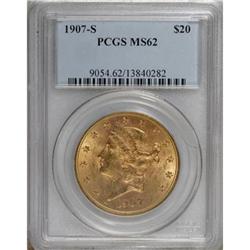 1907-S $20 MS62 PCGS