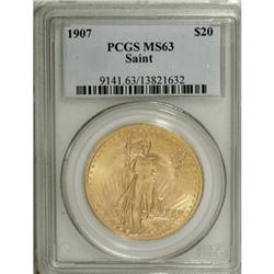 1907 $20 Arabic Numerals MS63 PCGS