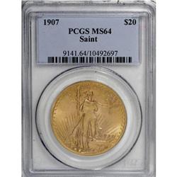 1907 $20 Arabic Numerals MS64 PCGS
