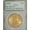 Image 1 : 1908 $20 No Motto MS63 PCGS