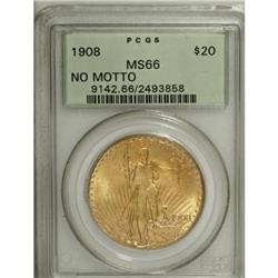 1908 $20 No Motto MS66 PCGS