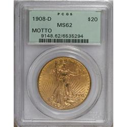 1908-D $20 Motto MS62 PCGS