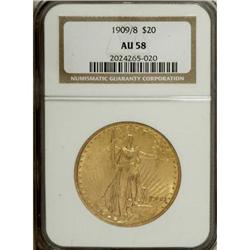 1909/8 $20 AU58 NGC