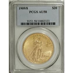 1909/8 $20 AU58 PCGS