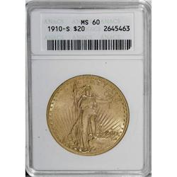 1910-S $20 MS60 ANACS