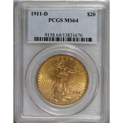 1911-D $20 MS64 PCGS