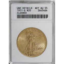 1911-S $20 AU55 ANACS