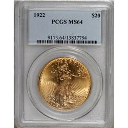 1922 $20 MS64 PCGS