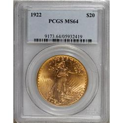 1922 $20 MS64 PCGS