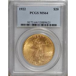 1922 $20 MS64 PCGS