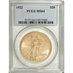 1922 $20 MS64 PCGS
