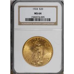 1924 $20 MS64 NGC