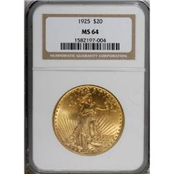 1925 $20 MS64 NGC