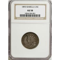 1893 25C Isabella Quarter AU58 NGC