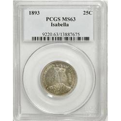 1893 25C Isabella Quarter MS63 PCGS
