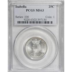 1893 25C Isabella Quarter MS63 PCGS