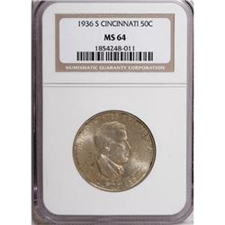 1936-S 50C Cincinnati MS64 NGC