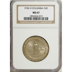 1936-D 50C Columbia MS67 NGC