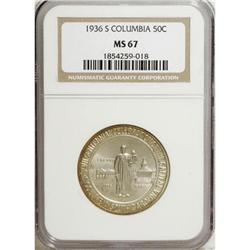 1936-S 50C Columbia MS67 NGC