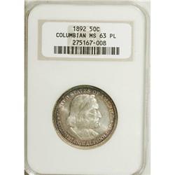 1892 50C Columbian Prooflike MS63 NGC