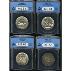 1935 50C Connecticut AU55 ANACS