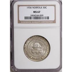 1936 50C Norfolk MS67 NGC