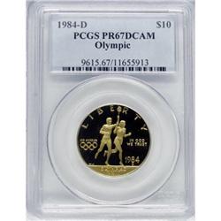 1984-D G$10 Olympic Gold Ten Dollar Deep Cameo PR67 PCG