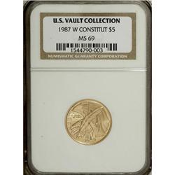1987-W G$5 Constitution Gold Five Dollar MS69 NGC